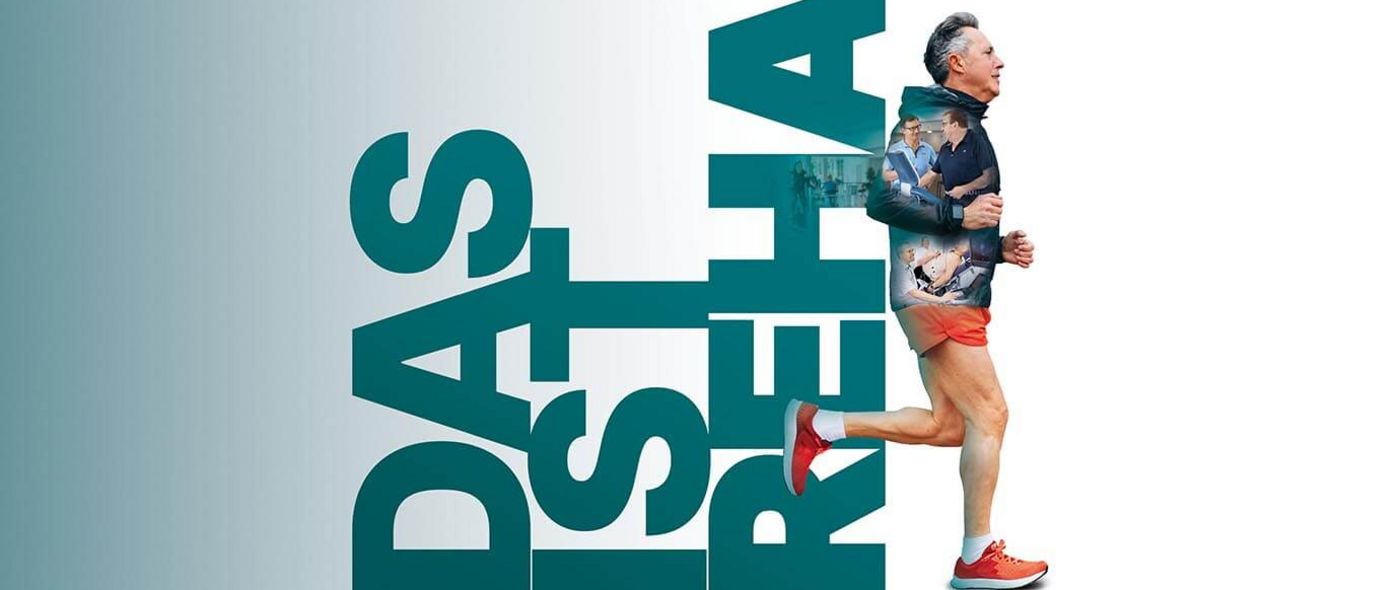 Schriftzug: Das ist Reha, Läufer