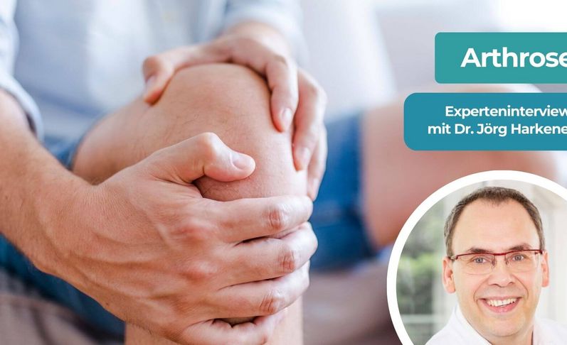 Person fasst sich an schmerzendes Knie, Porträt Experte Jörg Harkener